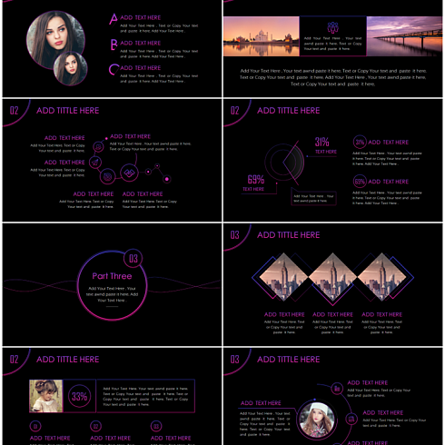 極致酷黑+iOS夢幻歐美風商務通用PPT模板